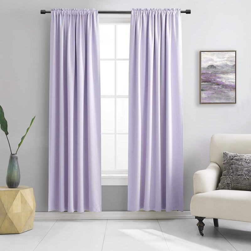 DONREN 84 Inches Long 2 Panels Lavender Purple Curtain Panels for Bedroom - Room Darkening Rod Pocket Thermal Insulated Drapes for Living Room,42 W x 84 L - Image 1